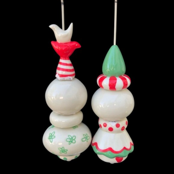 Dept. 56 Christmas Porcelain Snowman Ornaments Set of 2 - Picture 2 of 13